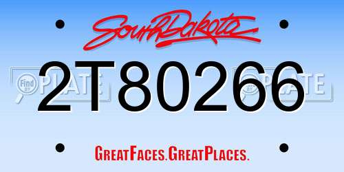 2T80266 South Dakota License Plate