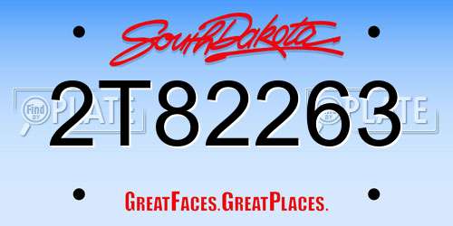 2T82263 South Dakota License Plate