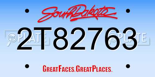 2T82763 South Dakota License Plate