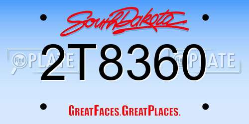 2T8360 South Dakota License Plate