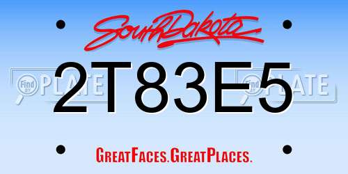 2T83E5 South Dakota License Plate