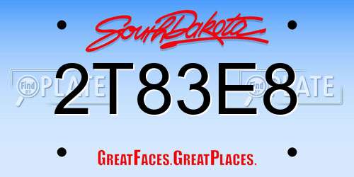 2T83E8 South Dakota License Plate