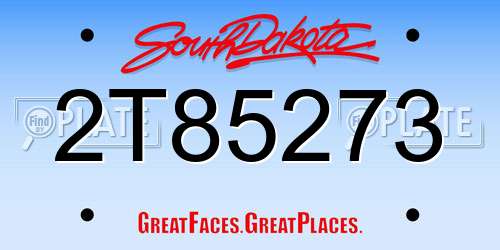 2T85273 South Dakota License Plate