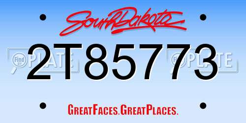 2T85773 South Dakota License Plate
