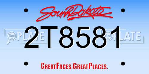 2T8581 South Dakota License Plate