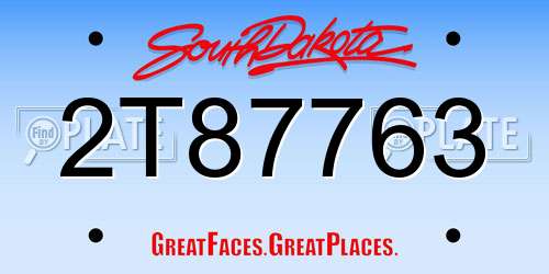 2T87763 South Dakota License Plate
