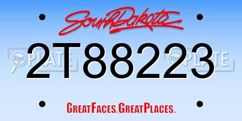 2T88223 South Dakota License Plate