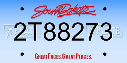 2T88273 South Dakota License Plate