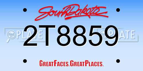 2T8859 South Dakota License Plate