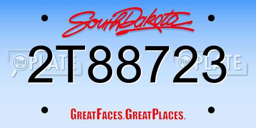 2T88723 South Dakota License Plate