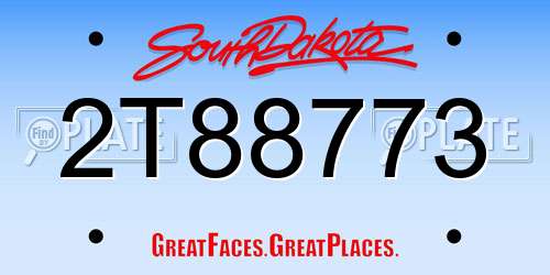 2T88773 South Dakota License Plate