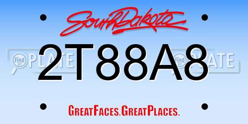 2T88A8 South Dakota License Plate