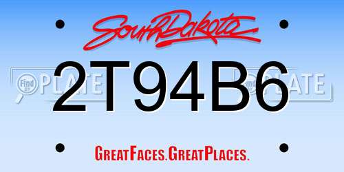2T94B6 South Dakota License Plate