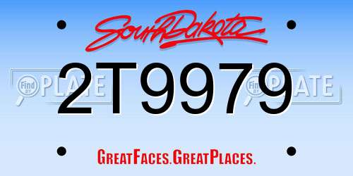 2T9979 South Dakota License Plate