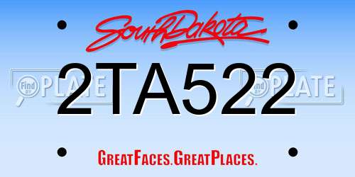 2TA522 South Dakota License Plate