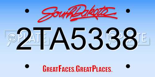 2TA5338 South Dakota License Plate
