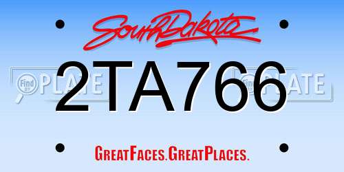 2TA766 South Dakota License Plate