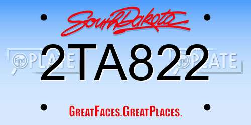 2TA822 South Dakota License Plate