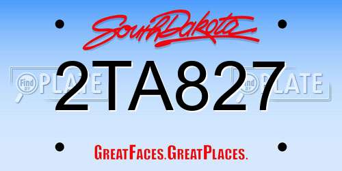 2TA827 South Dakota License Plate