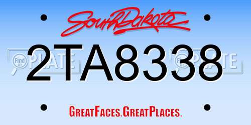 2TA8338 South Dakota License Plate