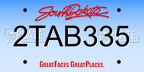 2TAB335 South Dakota License Plate