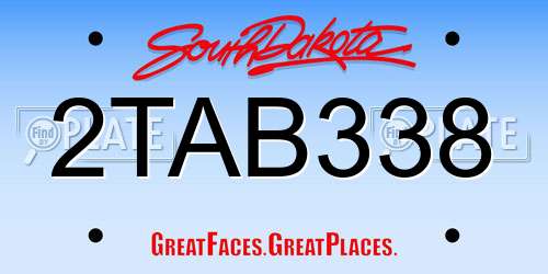 2TAB338 South Dakota License Plate