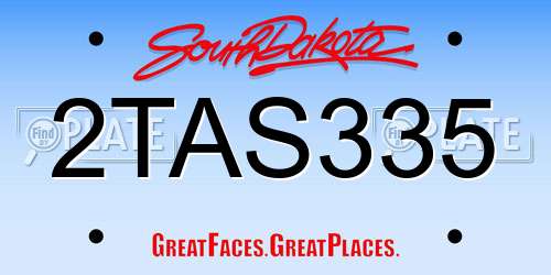 2TAS335 South Dakota License Plate