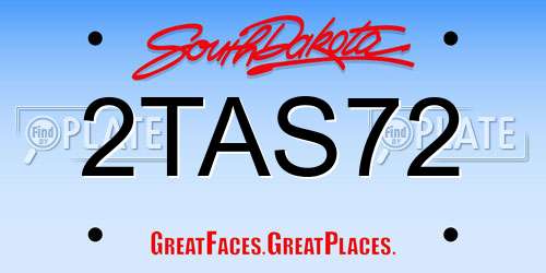 2TAS72 South Dakota License Plate