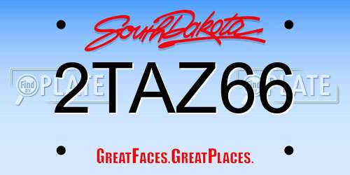 2TAZ66 South Dakota License Plate