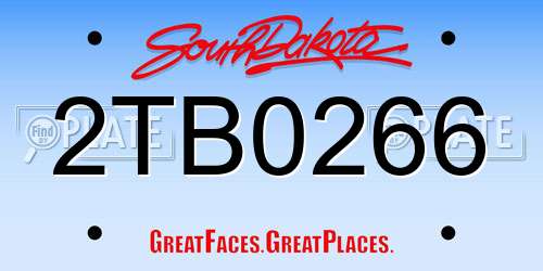 2TB0266 South Dakota License Plate