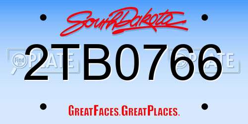 2TB0766 South Dakota License Plate