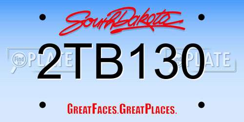 2TB130 South Dakota License Plate