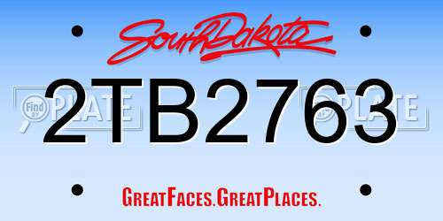 2TB2763 South Dakota License Plate