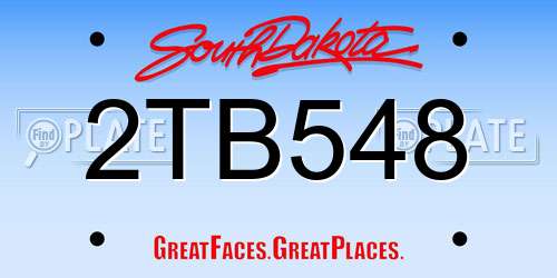2TB548 South Dakota License Plate