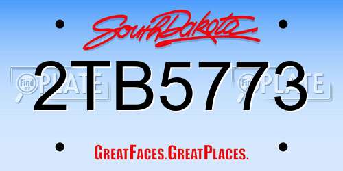 2TB5773 South Dakota License Plate