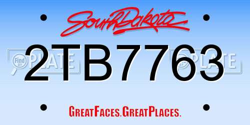 2TB7763 South Dakota License Plate
