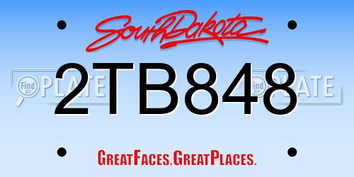 2TB848 South Dakota License Plate