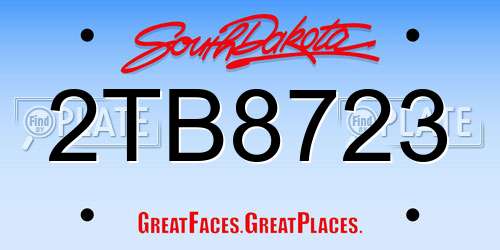 2TB8723 South Dakota License Plate