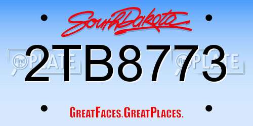 2TB8773 South Dakota License Plate
