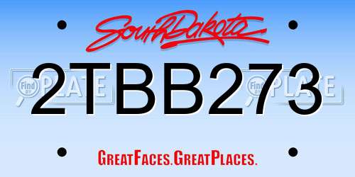 2TBB273 South Dakota License Plate