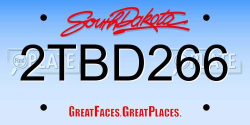 2TBD266 South Dakota License Plate