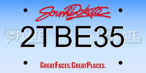 2TBE35 South Dakota License Plate
