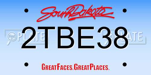 2TBE38 South Dakota License Plate