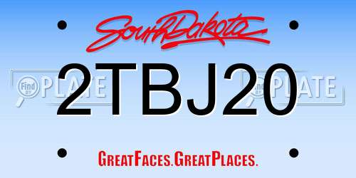 2TBJ20 South Dakota License Plate