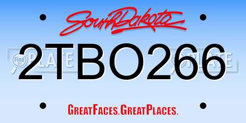 2TBO266 South Dakota License Plate