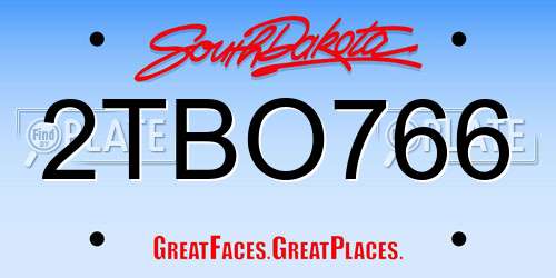 2TBO766 South Dakota License Plate