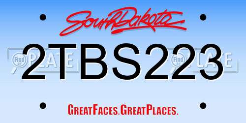 2TBS223 South Dakota License Plate