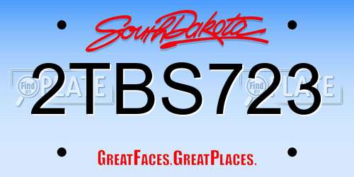 2TBS723 South Dakota License Plate