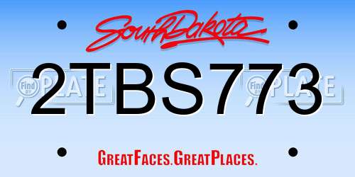 2TBS773 South Dakota License Plate