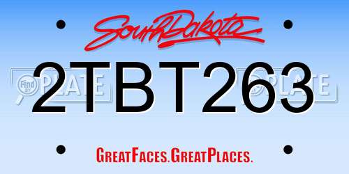 2TBT263 South Dakota License Plate